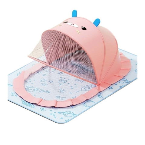 Articole pentru copii - Husa Anti-Tantari, Flippy, Pliabila, Protectie 360 Grade, Parasolar, 0-1 An, 60 x 55 x 5 cm, Roz