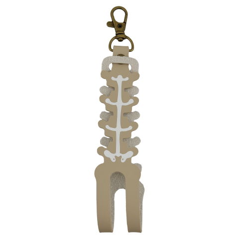 TeoMarket - Husa pentru Kendama, Flippy, tip Pandativ/Breloc, Imprimeu Skull, din Piele Ecologica, 26 x 3.2 cm, Bej deschis