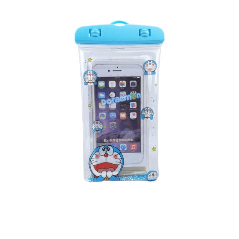 Glitter Kids - Husa subacvatica Glitter Kids Waterproof Flippy, Snowproof, Universala, cu Snur, pentru telefon sau documente, Cat, Bleu