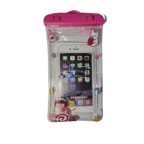 Glitter Kids - Husa subacvatica Glitter Kids Waterproof Flippy, Snowproof, Universala, cu Snur, pentru telefon sau documente, Sweet Girl, Roz