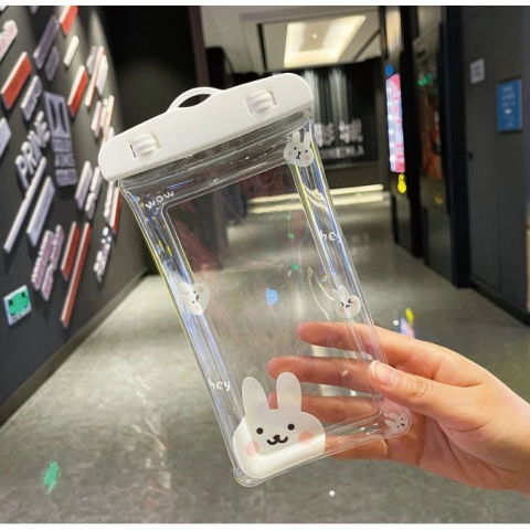 Best deals - Husa subacvatica Kids Waterproof Flippy, Snowproof, Universala, cu Snur, pentru telefon sau documente, Bunny, Alb