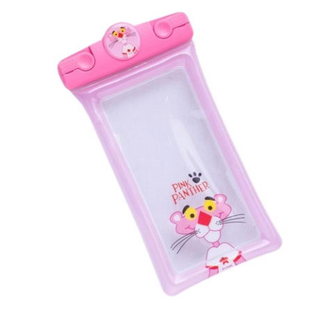 Mascot - Husa subacvatica Mascot Waterproof Flippy, Snowproof, Universala, cu Snur, pentru telefon sau documente, Pantera, Roz