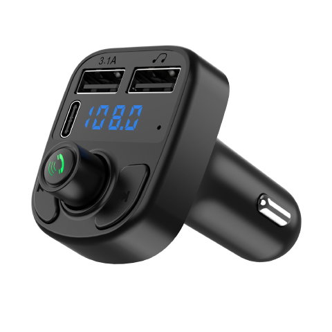 TeoMarket - Incarcator Auto cu MP3 Player, Flippy, Bluetooth 5.0, 5V, 2 x USB, Type C, Negru