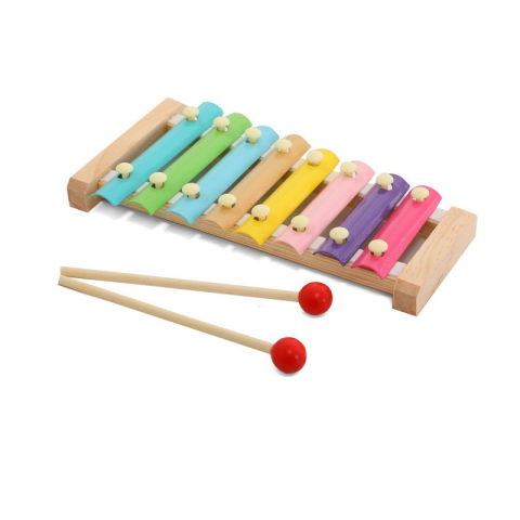 10 - 25 LEI - Instrument Muzical Xilofon Flippy, din Lemn, 8 Note Muzicale, 2 Bete de Percutie, 4-6 Ani, Multicolor Pastel