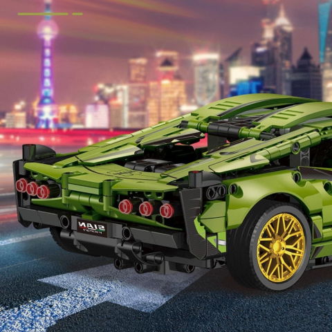 50 - 100 LEI - Joc de Construit, Flippy, Model Lamborghini, 1280 Piese, +6 Ani, Verde