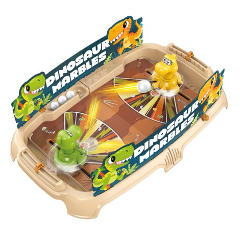 Import - Joc de Masa Interactiv Dino Marbles pentru Copii, Flippy, 4 Mingi, Tabela Scor, 40.7x27x14 cm, Maro