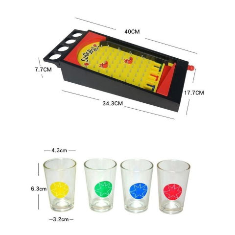 Jocuri de societate - Joc de societate Pinball cu pahare pentru shoturi Flippy, 40 x 17,7 cm, galben