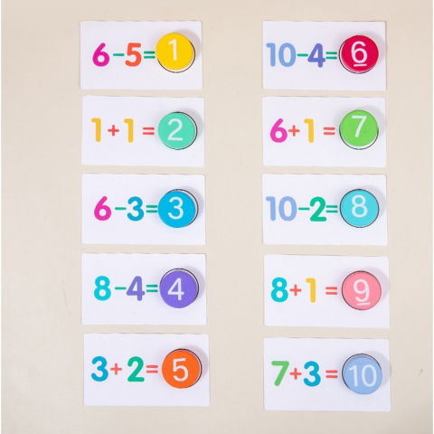 Jucarii educative - Joc Educational, Flippy, Invatare Adunare si Scadere, Cifre din Lemn, 46 Planse, +3 Ani, Multicolor