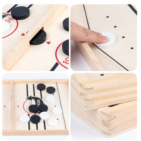 50 - 100 LEI - Joc Fooseball Interactiv, Flippy, Tip Hockey pe Gheata, din Lemn, 10 Piese de Joc, +4 Ani, 54 x 29 cm, Multicolor