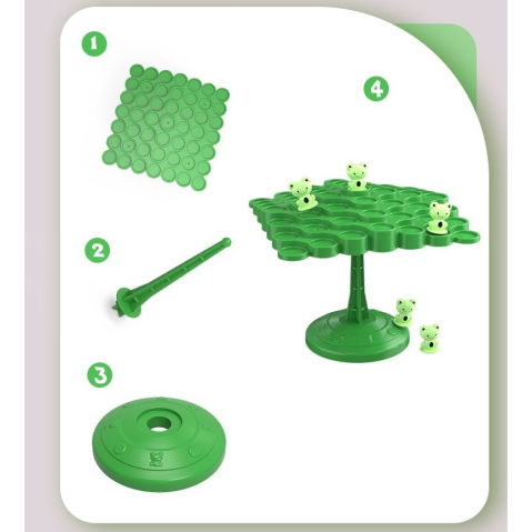 10 - 25 LEI - Joc Interactiv, Flippy, Broaste in Echilibru, +3 Ani, din Plastic, 50 de Pioni, Placa de Echilibru, Roata cu Pedepse, Zar, 14 x 7 x 14 cm, Verde