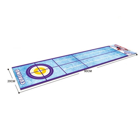 10 - 25 LEI - Joc Interactiv, Flippy, Covor de Curling 90 x 20 cm, 1-4 Jucatori, +5 Ani, 6 Mingi Incluse, Albastru