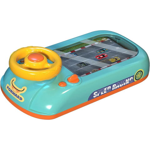 TeoMarket - Joc Simulator de Condus, Flippy, 3-6 Ani, Volan Interactiv, Efecte Sonore, din ABS, USB Inclus, Verde