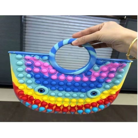 Genti, Portofele, Penare - Jucarie Antistres din silicon Flippy, Pop It Now And Flip It, Geanta mare, 28 cm, Multicolor, Model 2