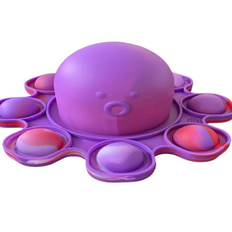 25 - 50 LEI - Jucarie antistres din silicon, Pop It Now and Flip It, Caracatita reversibila, 20x10 cm, Model 5, Multicolor