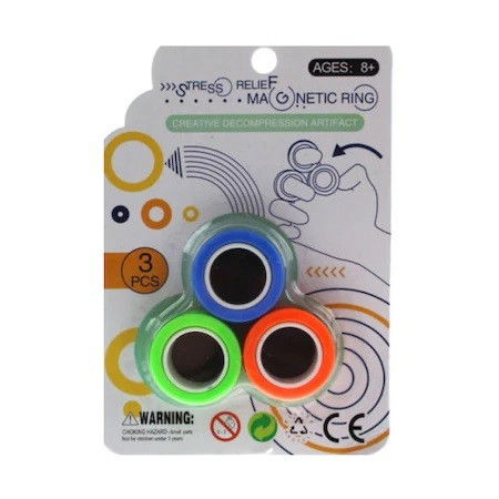 TeoMarket - Jucarie antistres Flippy, inele magnetice, 3 piese, Multicolor