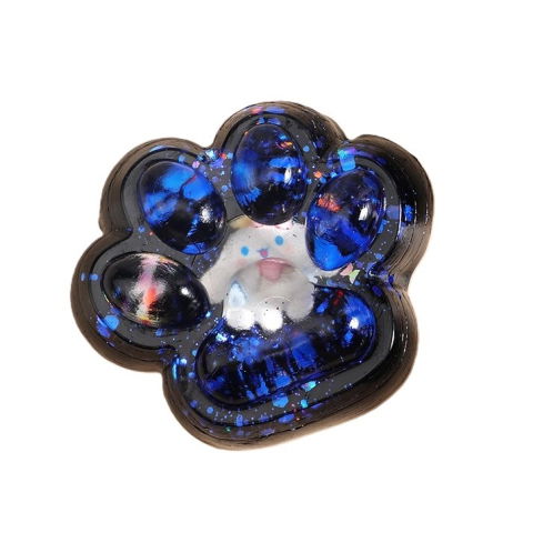 10 - 25 LEI - Jucarie Antistres Squishy, Flippy, cu Revenire Lenta, Model Cat Paw, Squeeze Pinch Family, 6.5 x 6 cm, din Tpr, 4-6 Ani, Model 2 Figurine, Negru cu Insertii