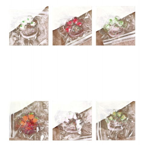 10 - 25 LEI - Jucarie Antistres Squishy, Flippy, cu Revenire Lenta, Model Cat Paw, Squeeze Pinch Family, 6.5 x 7 cm, din Tpr, 4-6 Ani, Model 3 Legume, Transparent