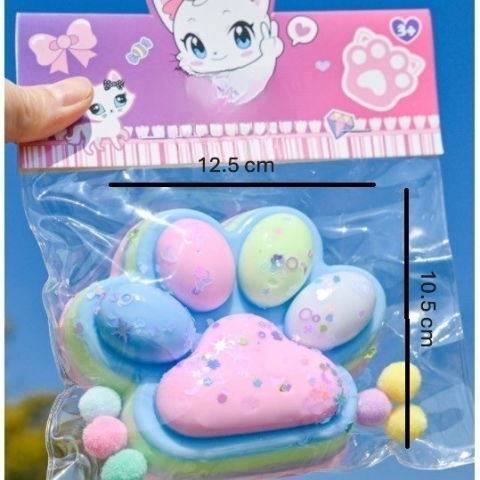 Jucarii Squishy si Gonggi - Jucarie Antistres Squishy, Flippy, cu Revenire Lenta, Model Labuta de Pisica, 200g, 12.5 x 10.5 cm Squeeze Pinch Family, Ambalaj Transparent, Model 4