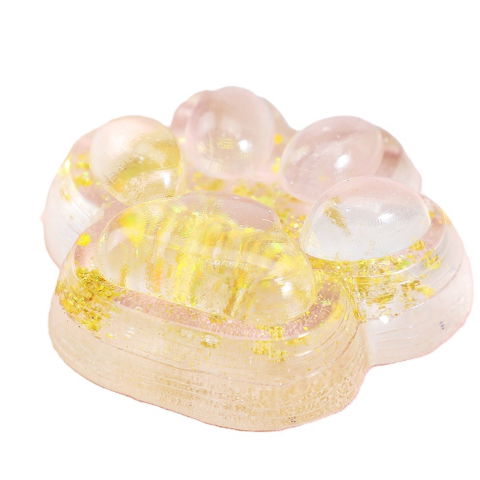 10 - 25 LEI - Jucarie Antistres Squishy, Flippy, cu Revenire Lenta, Squeeze Pinch Family, Model Cat Paw, 6.5 x 7 cm, din Tpr, 4-6 Ani, Model 2 Flori, Transparent