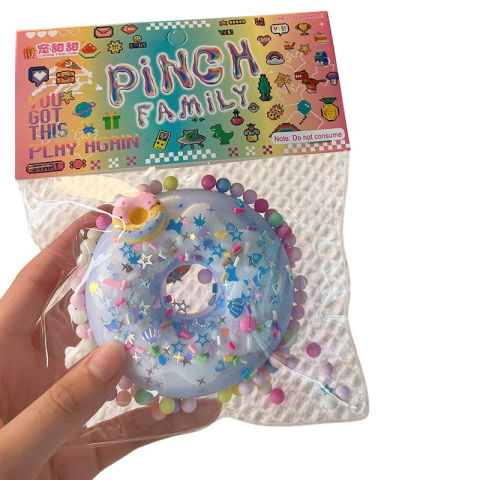 Jucarii Squishy si Gonggi - Jucarie Antistres Squishy, Flippy, cu Revenire Lenta, Squeeze Pinch Family, Model Gogoasa, 6x6 cm, 99g, Ambalaj Transparent, Albastru