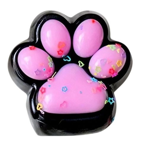 Jucarii Squishy si Gonggi - Jucarie Antistres Squishy, Flippy, cu Revenire Lenta, Squeeze Pinch Family, Model Labuta de Pisica, 6.8x6.2 cm, 55g, Ambalaj Transparent, Roz Deschis