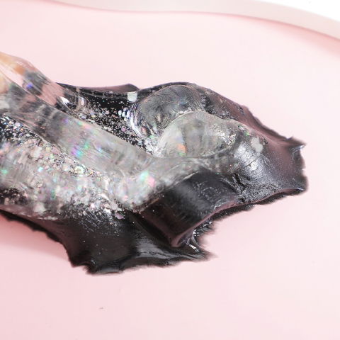 Jucarii Squishy si Gonggi - Jucarie Antistres Squishy, Flippy, cu Revenire Lenta, Squeeze Pinch Family, Model Labuta de Pisica cu Sclipici, 6.5x6 cm, 60g, Ambalaj Transparent, Alb-Negru