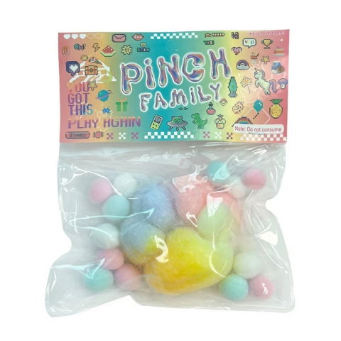 Jucarii Squishy si Gonggi - Jucarie Antistres Squishy, Flippy, cu Revenire Lenta, Squeeze Pinch Family, Model Labuta de Pisica Pufoasa, 6x6 cm, 70g, Ambalaj Transparent, Multicolor