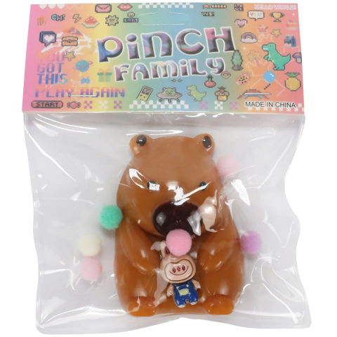10 - 25 LEI - Jucarie Antistres Squishy, Flippy, cu Revenire Lenta, Squeeze Pinch Family, Model Urs, Ambalaj Transparent, 4.5 x 7.2 cm, Maro