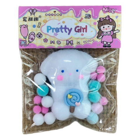 Jucarii Squishy si Gonggi - Jucarie Antistres Squishy, Flippy, cu Revenire Lenta, Squeeze Pretty Girl, Model Animalut, Ambalaj Transparent, Alb
