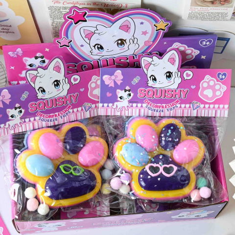 10 - 25 LEI - Jucarie Antistres Squishy, Flippy, cu Revenire Lenta, Squeeze Toys, Model Cat Paw, 12.5x10.5 cm, 220g, +3 Ani, din TPR, Model 5, Multicolor