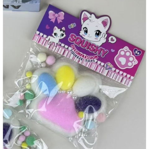 10 - 25 LEI - Jucarie Antistres Squishy, Flippy, cu Revenire Lenta, Squeeze Toys, Model Cat Paw, 12.5x10.5 cm, 220g, +3 Ani, din TPR, Model 9, Multicolor