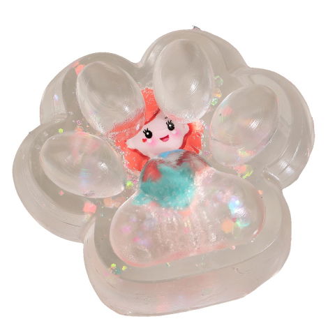 10 - 25 LEI - Jucarie Antistres Squishy, Flippy, Labuta de Pisica Pufoasa, cu Revenire Lenta, 7 x 6.5 cm, Model Printesa, Multicolor