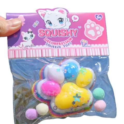 10 - 25 LEI - Jucarie Antistres Squishy, Flippy, Labuta de Pisica Squeeze Toys, cu Revenire Lenta, 7.5 cm, Model 270515, Multicolor