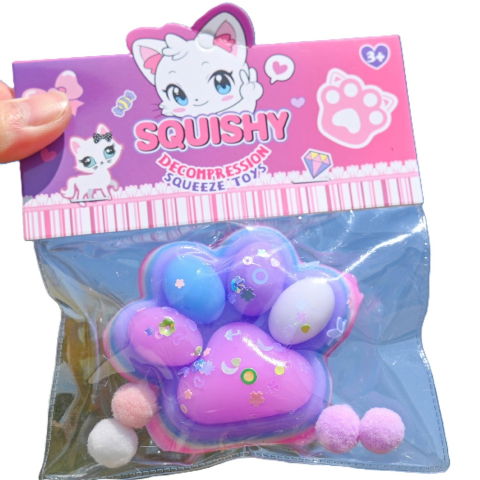 10 - 25 LEI - Jucarie Antistres Squishy, Flippy, Labuta de Pisica Squeeze Toys, cu Revenire Lenta, 7.5 cm, Model 270516, Multicolor