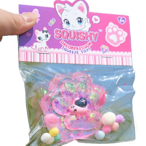 10 - 25 LEI - Jucarie Antistres Squishy, Flippy, Labuta de Pisica Squeeze Toys, cu Revenire Lenta, 7.5 cm, Model 270519, Multicolor