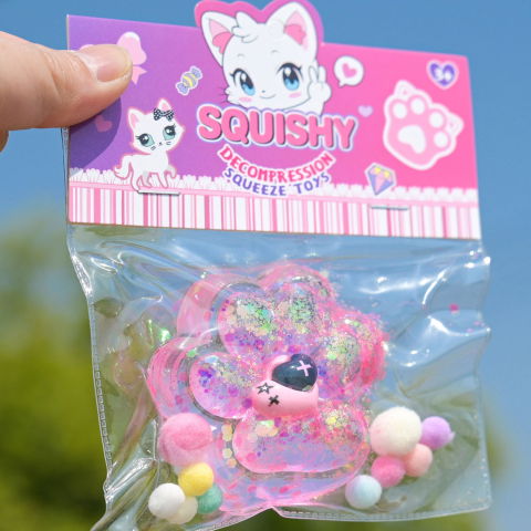 10 - 25 LEI - Jucarie Antistres Squishy, Flippy, Labuta de Pisica Squeeze Toys, cu Revenire Lenta, 7.5 cm, Model 270519, Multicolor