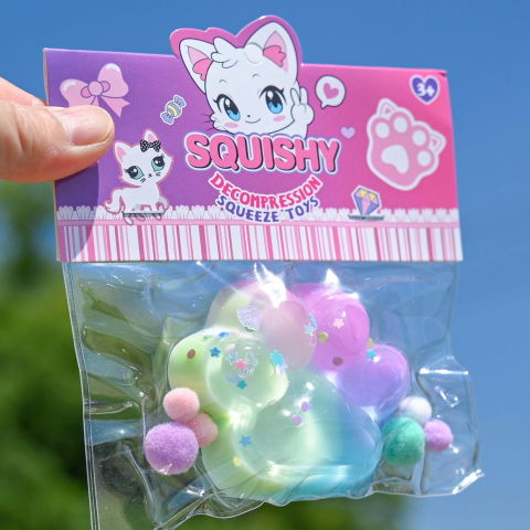 10 - 25 LEI - Jucarie Antistres Squishy, Flippy, Labuta de Pisica Squeeze Toys, cu Revenire Lenta, 7.5 cm, Model 270521, Multicolor