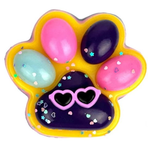 Jucarii Squishy si Gonggi - Jucarie Antistres Squishy, Flippy, Revenire Lenta, Model Labuta de Pisica, Squishy, BIG 12.5 x 10.5 cm, 220 g, Model 18, Roz Galben Mov