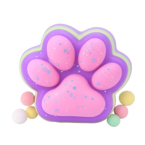 Jucarii Squishy si Gonggi - Jucarie Antistres Squishy, Flippy, Revenire Lenta, Model Labuta de Pisica, Squishy, BIG 12.5 x 10.5 cm, 220 g, Model 23, Multicolor Mov Roz