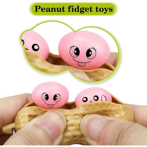 Import - Jucarie breloc aluna antistres, Peanut Fidget Toy, Crem