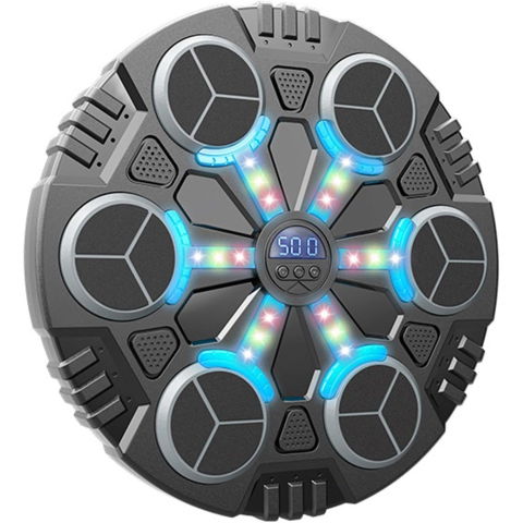 Jucarii interactive - Jucarie de Boxat cu Muzica si Lumini, Flippy, Manusi Incluse, Bluetooth, Incarcare USB, Aplicare cu Ventuze, 6 Tinte, 32x27x3.5 cm, 930 g, Negru