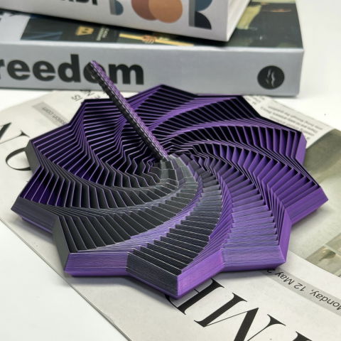 Jucarii interactive - Jucarie Decompresie, Flippy, Model Stea 3D, DuoChrome, Maner Spirala, Turn Magic Geometric, Multiple Forme, Anti-stress, 11 cm, Negru/Mov