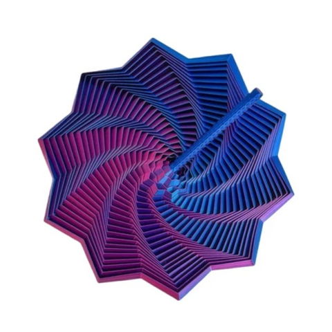 10 - 25 LEI - Jucarie Decompresie, Flippy, Model Stea 3D, DuoChrome, Maner Spirala, Turn Magic Geometric, Multiple Forme, Anti-stress, 8.6 cm, Albastru/Violet