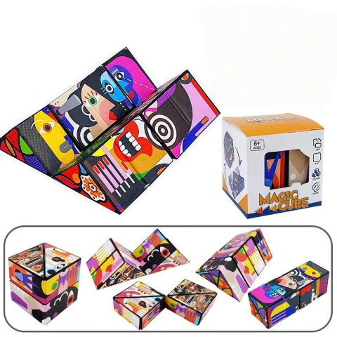 Best deals - Jucarie Interactiva, Flippy, 3D Cub Rubik, Diferite Forme, Anti-stress, Abstract, Multicolor