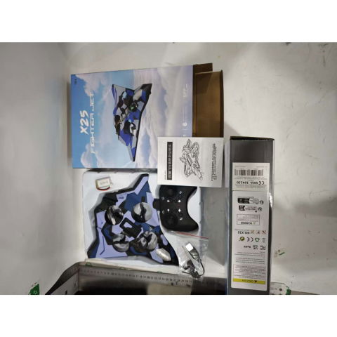 Jucarii interactive - Jucarie Interactiva, Flippy, Aeronava de Lupta, din EVA, cu Telecomanda, Incarcare USB, +14 Ani, 24 x 25.5 x 4.2 cm, Model Army, Albastru