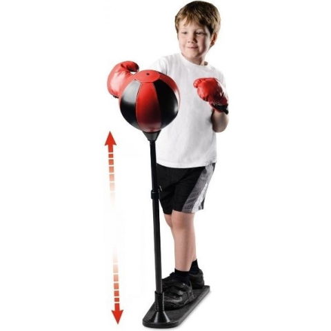 Jucarii interactive - Jucarie Interactiva, Flippy, Model Sfera de Box de Picior, Manusi Incluse, Inaltime Reglabila, +3 Ani, 120 x 25 x 52.5 cm, Rosu/ Negru