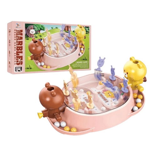 10 - 25 LEI - Jucarie Interactiva, Flippy, Model Ursuleti, Joc de Masa, +5 Ani, Portabil, 2 Jucatori, 19 x 7 x 11.3 cm, Roz