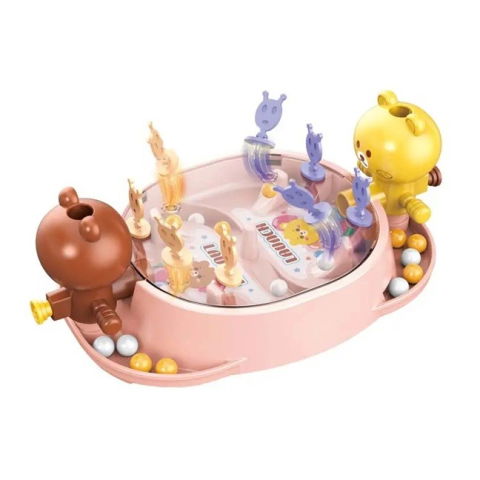 10 - 25 LEI - Jucarie Interactiva, Flippy, Model Ursuleti, Joc de Masa, +5 Ani, Portabil, 2 Jucatori, 19 x 7 x 11.3 cm, Roz