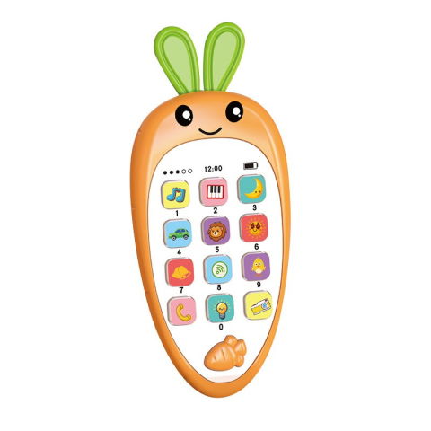 Jucarii interactive - Jucarie Interactiva, Flippy, Telefon Inteligent, Model Morcov, Functii Educative, Muzicale si Voce, 4-6 ani, 19 x 11.5 cm, din Plastic, Portocaliu