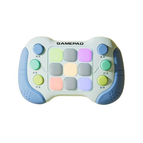 Console - Jucarie Interactiva Flippy, Tip Consola Pop It, 6 butoane functionale, 5 Moduri de Joc, 600 Niveluri, + 3 ani, Albastru/Gri